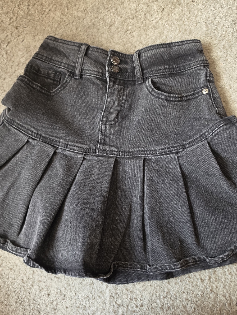 wild fable Charcoal Gray Pleated Denim Mini Skirt